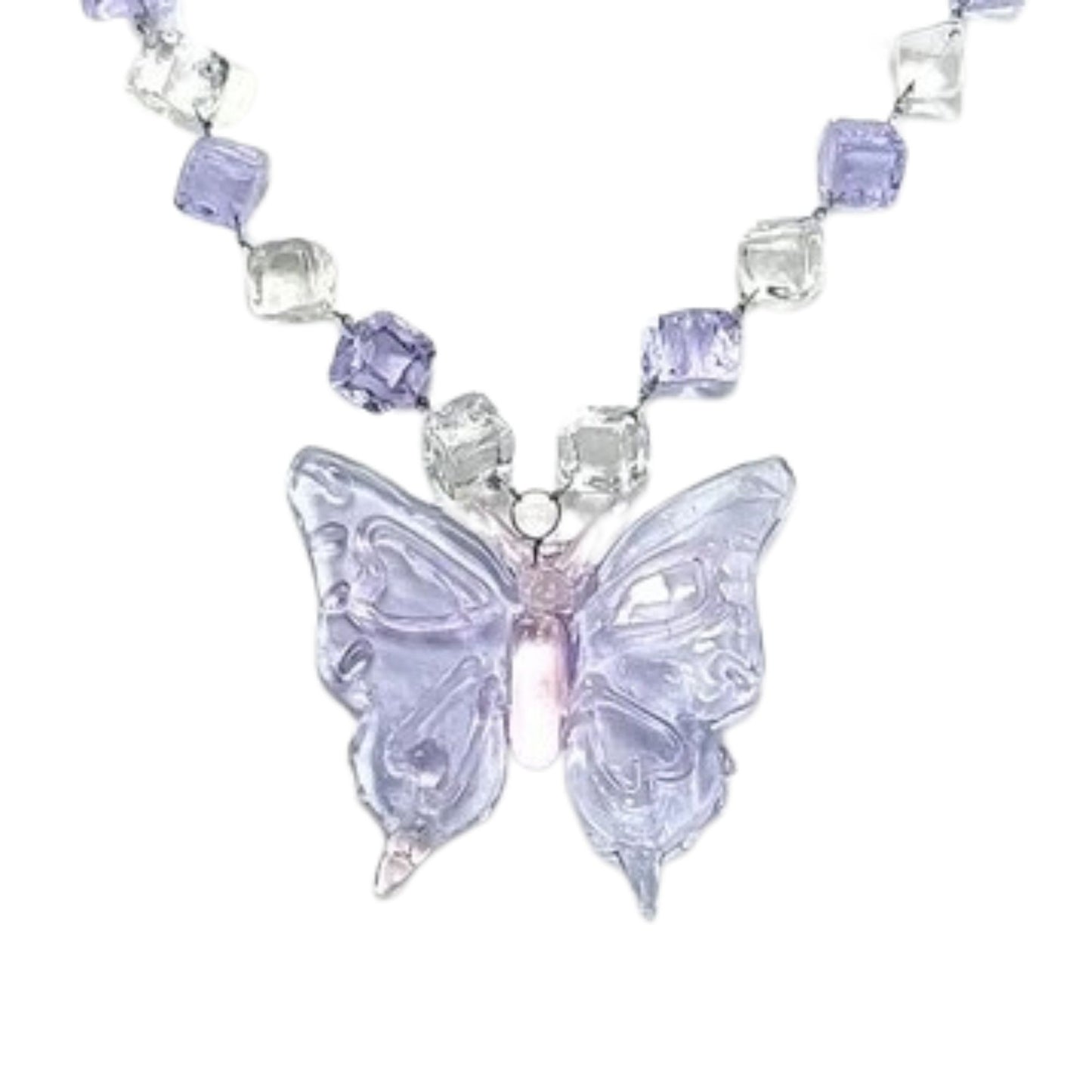 Glass Butterfly Pendant Necklace