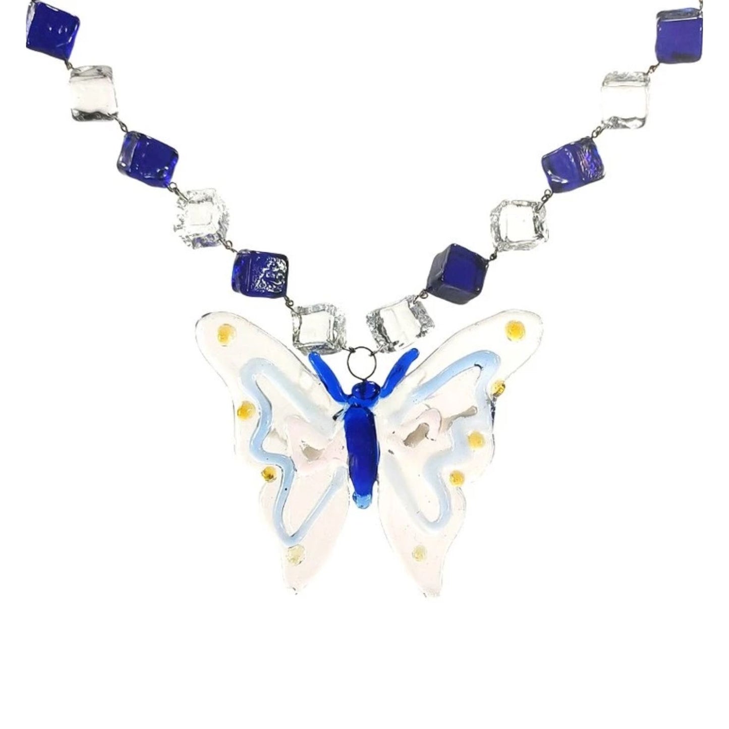 Glass Butterfly Pendant Necklace