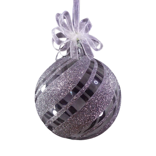 Christmas Ornaments Silver Glitter Swirl Design