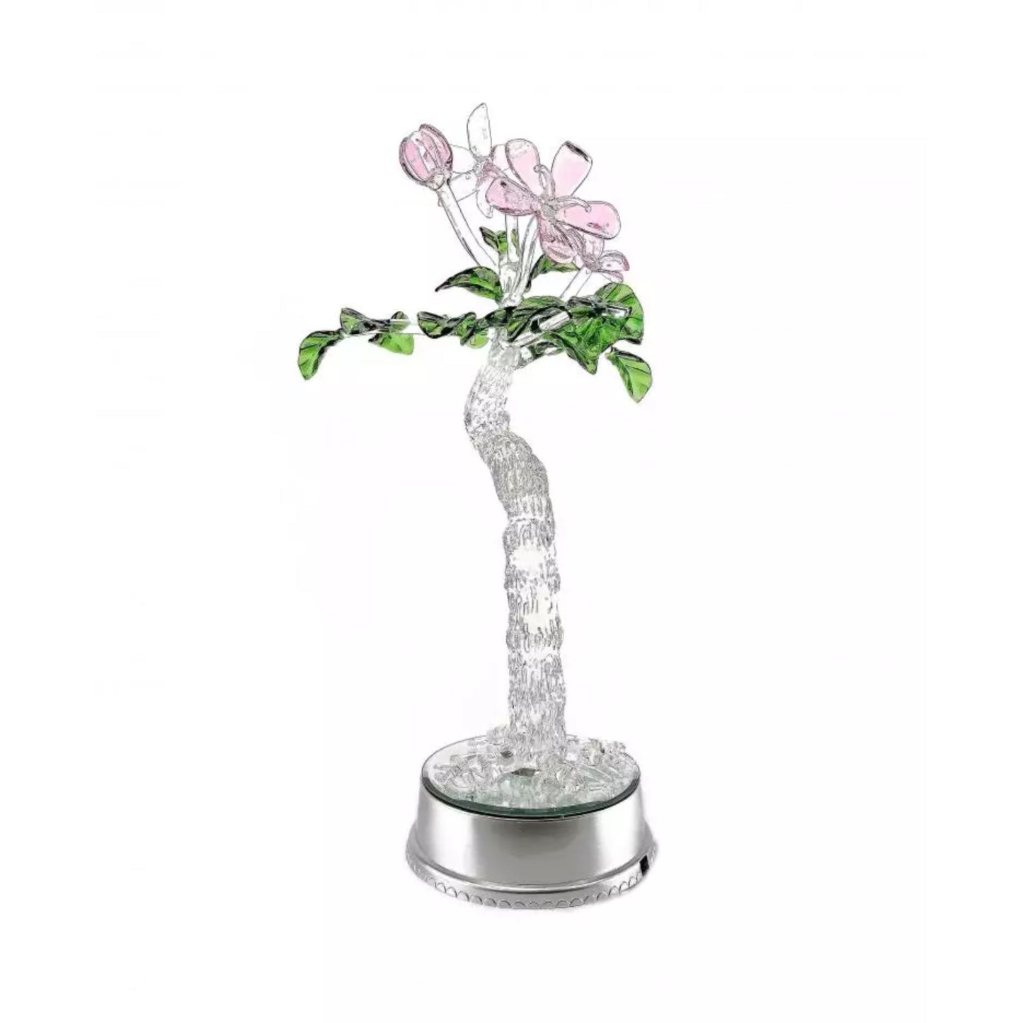 Money Tree Artificial Flower Glass Figurine