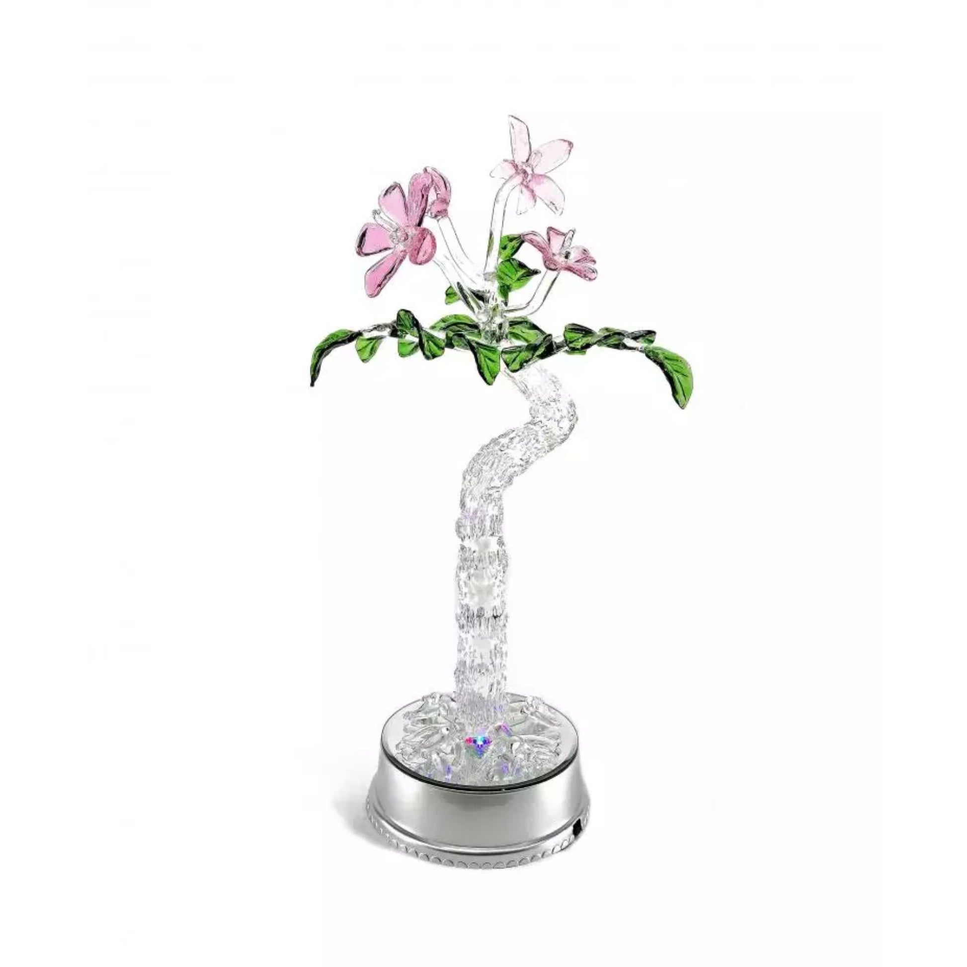 Money Tree Artificial Flower Glass Figurine