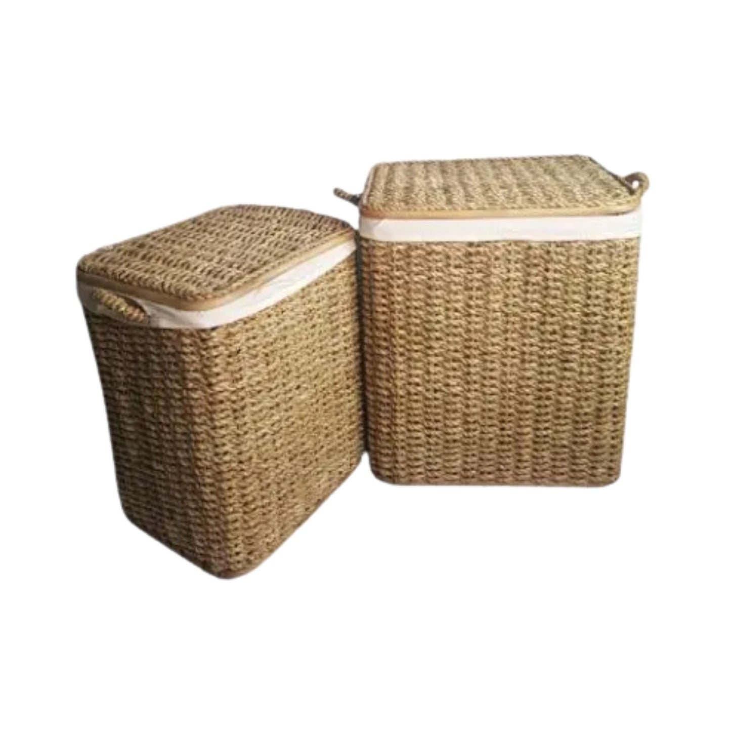 Ilokana Handicrafts Native Laundry Basket Clothes Basket Buri Hamper with Cloth Lining 22"