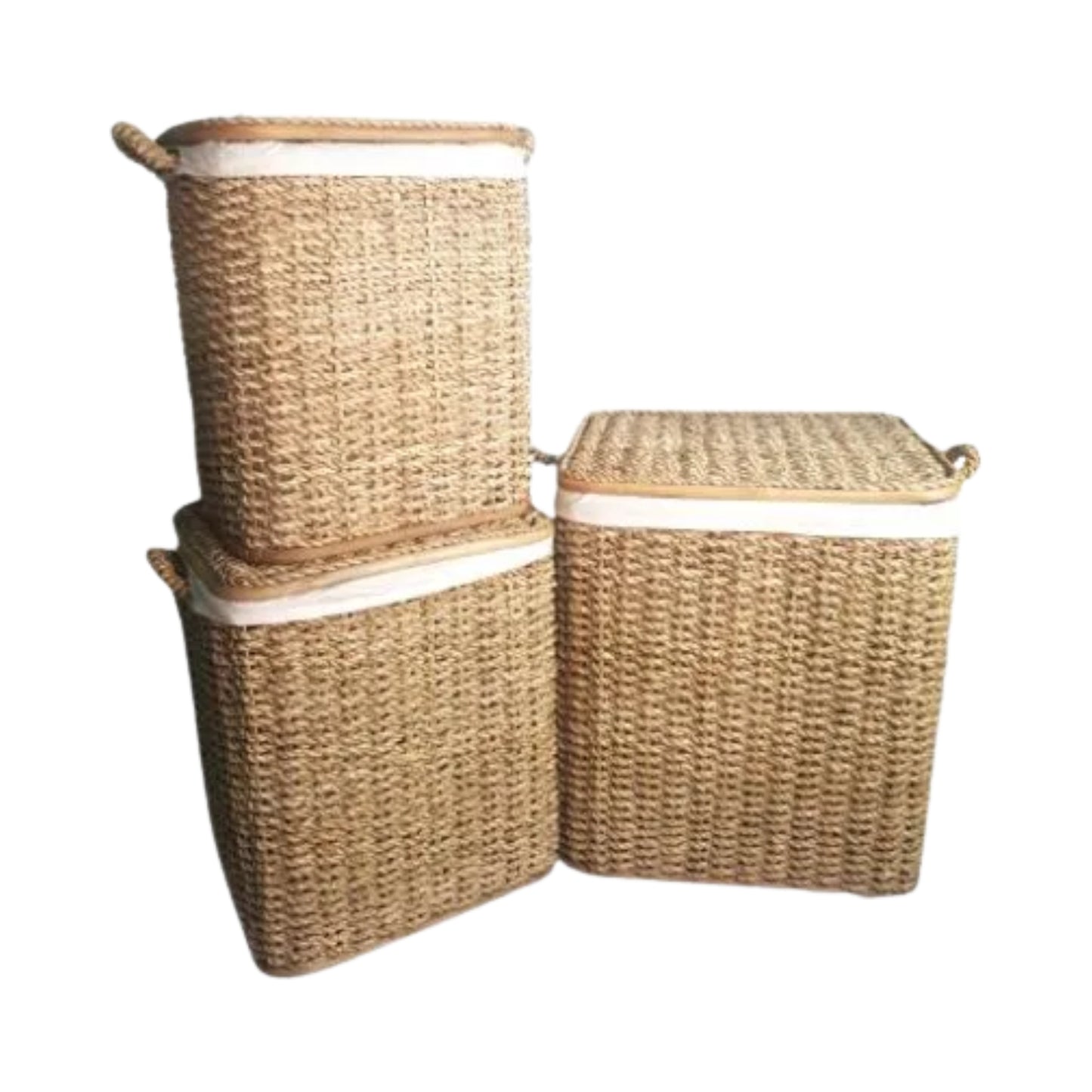 Ilokana Handicrafts Native Laundry Basket Clothes Basket Buri Hamper with Cloth Lining