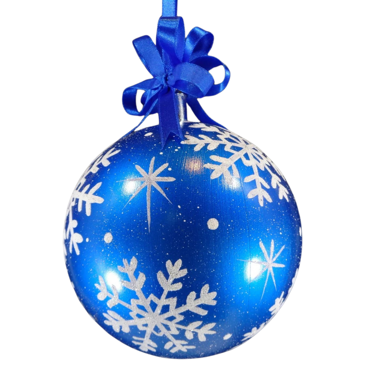 Set of 6pc Plastic Glass Christmas Ornaments (Blue & White)