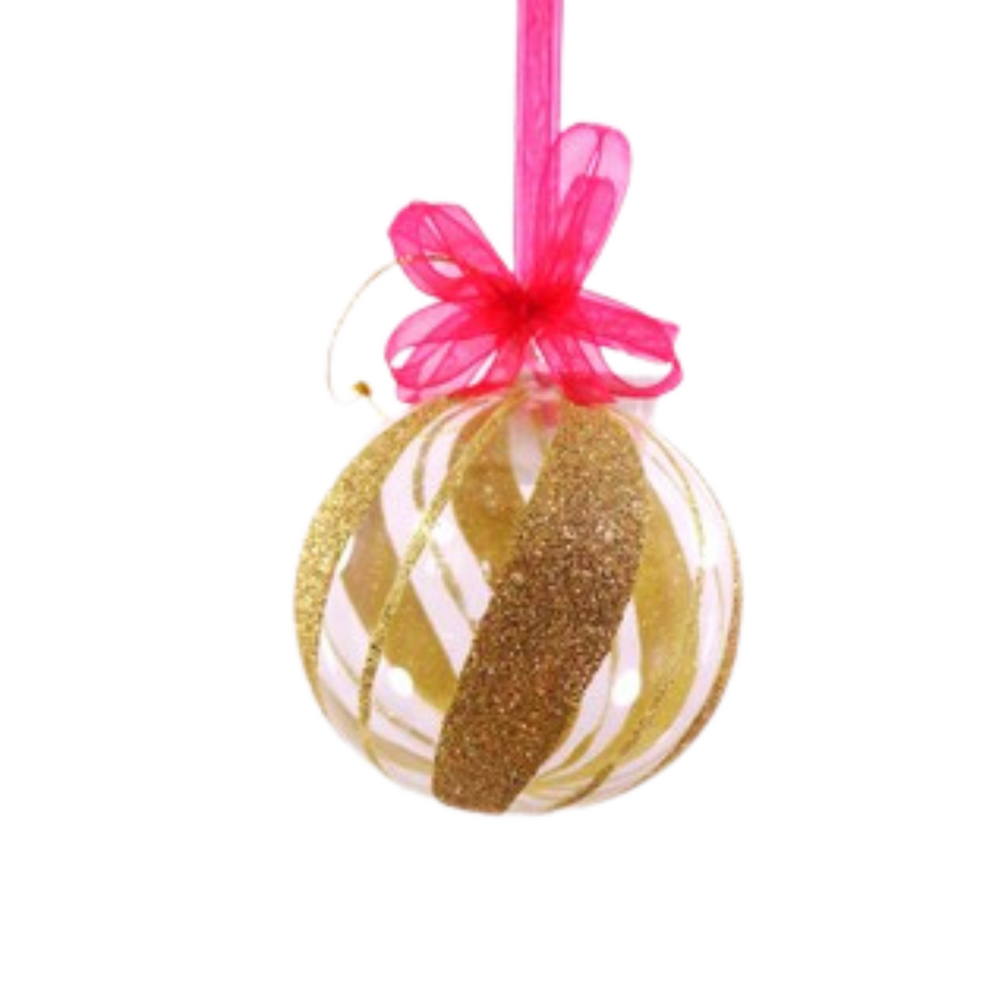 Set of 6pc Glass Christmas Ornaments (Gold Glitter Swirl)