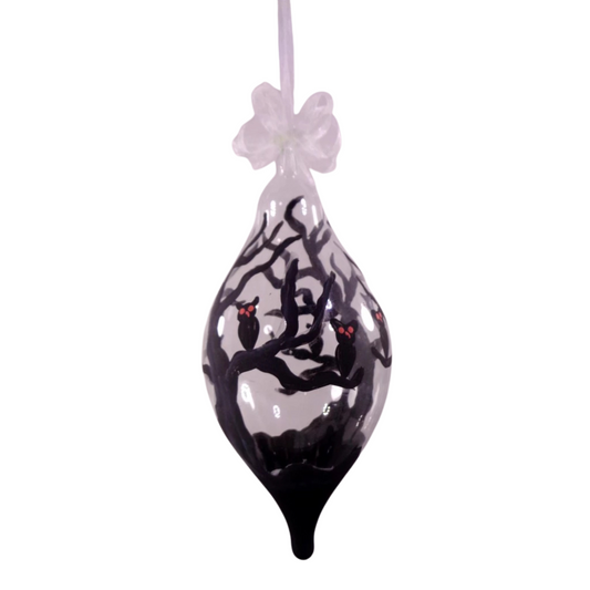 Set of 6pc Handpainted Glass Christmas Ornaments (Black Landscape)