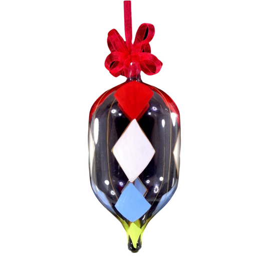 Set of 6pc Colored Glass Christmas Tree Ornaments (Colorful Diamond)