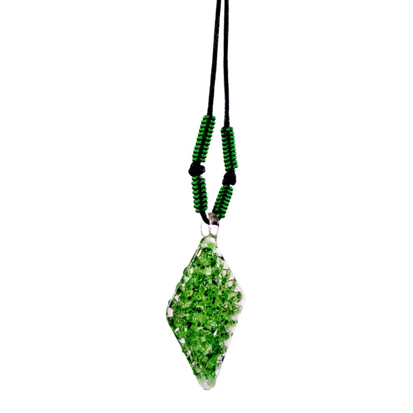 Diamond Crochet Glass Pendant Necklace