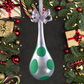 Set of 6pc Christmas Silver Glass Ornaments(Green Polkadots)