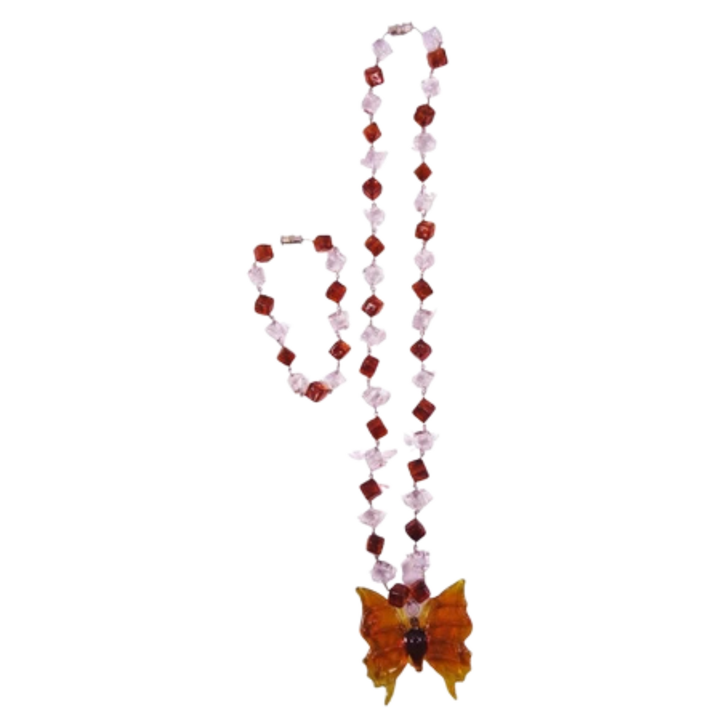 Solid Color Butterfly Pendant in Glass Dice Set
