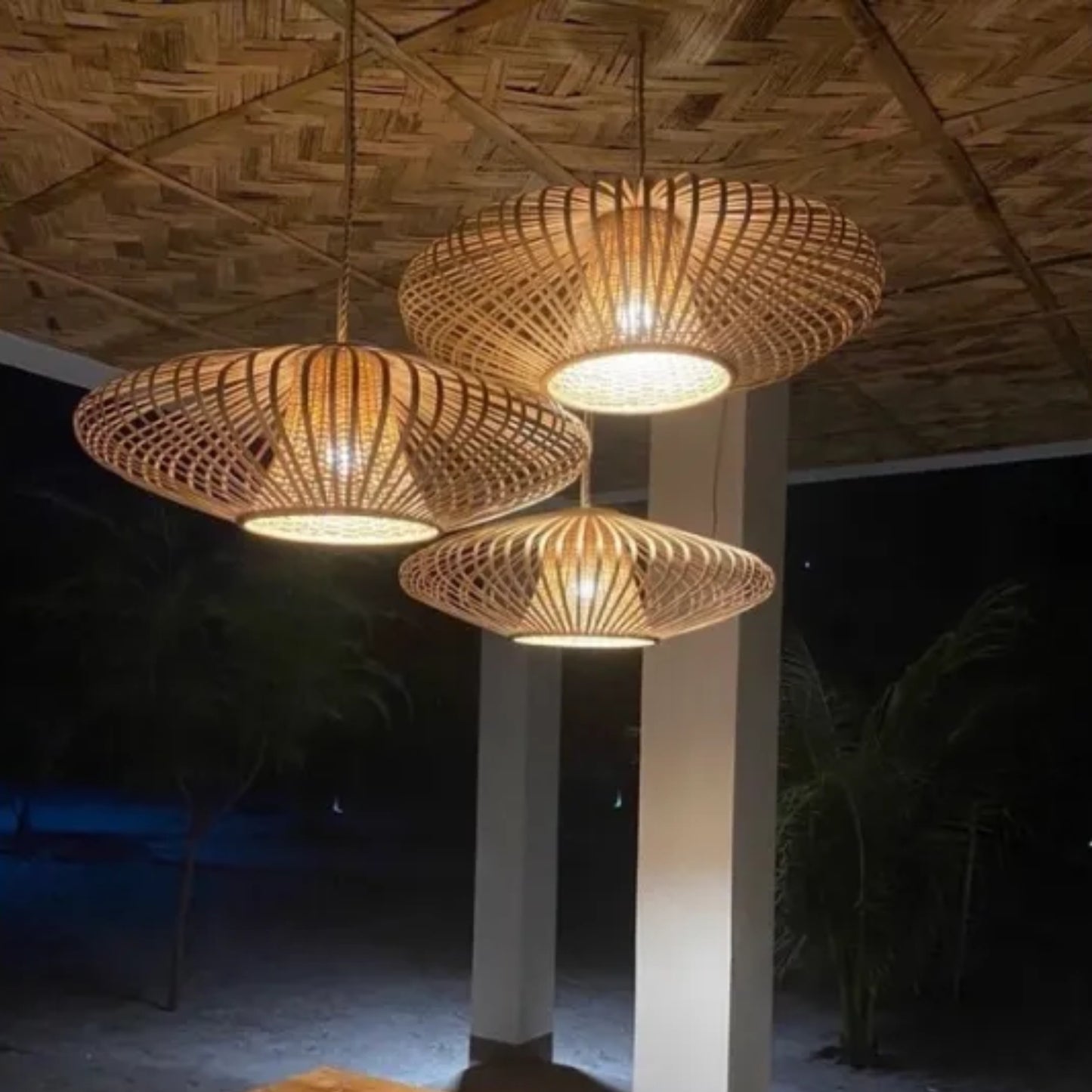 Ilokana Handicrafts Quirino Bamboo Rattan Ceiling Pendant Light