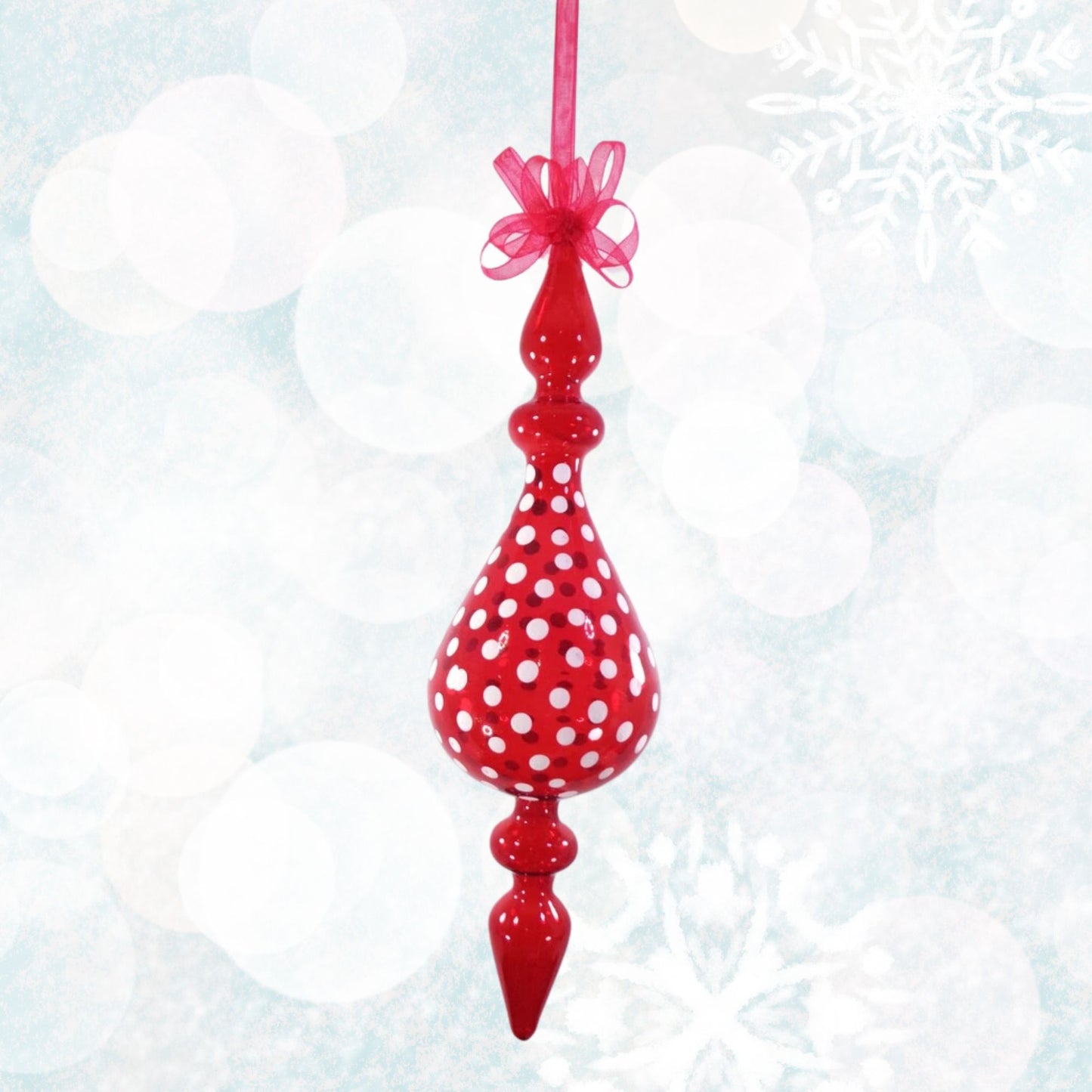 Red Glass Christmas Ornaments (White Polka Dots)