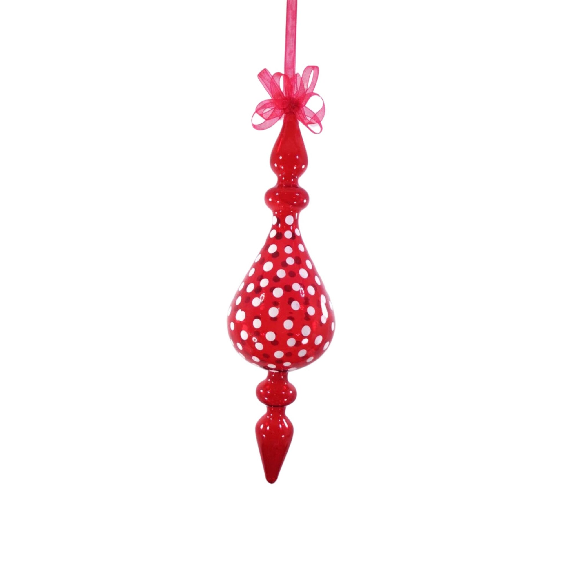 Red Glass Christmas Ornaments (White Polka Dots)