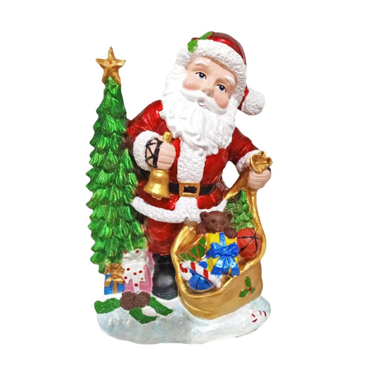 Santa Claus with Christmas Tree & Gifts Figurine Resin Decoration