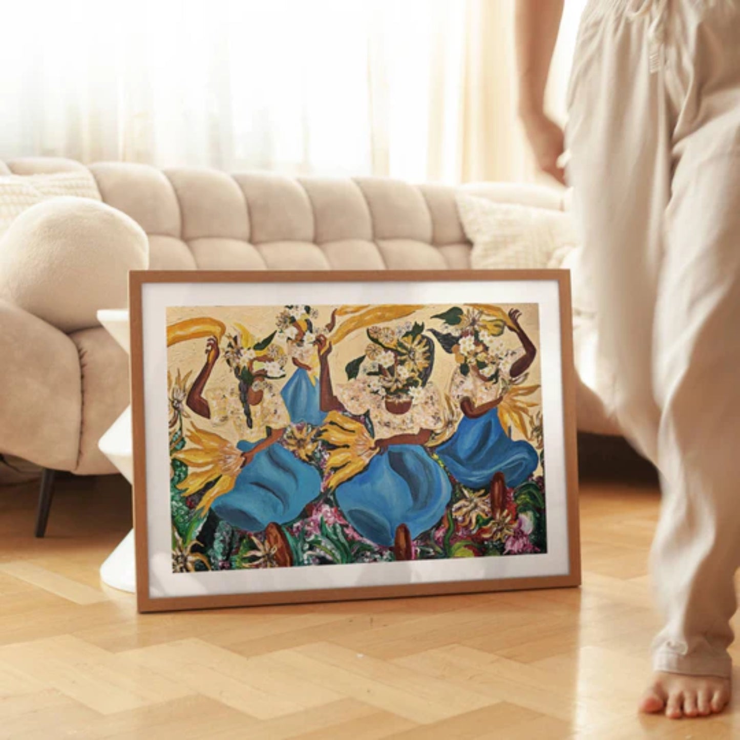 "Sunflower Dance (in Blue)" Framed Painting Print (Limited Print)