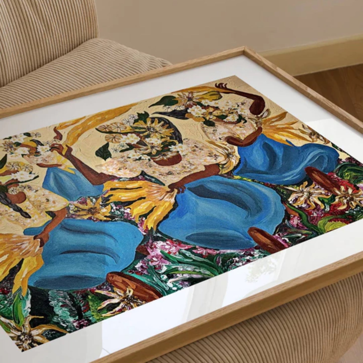 "Sunflower Dance (in Blue)" Framed Painting Print (Limited Print)