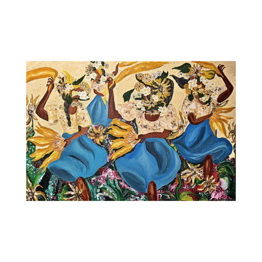 "Sunflower Dance (in Blue)" Framed Painting Print (Limited Print)