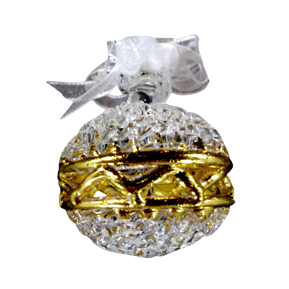 Crochet Glass Christmas Ball Ornaments with Gold Leafing