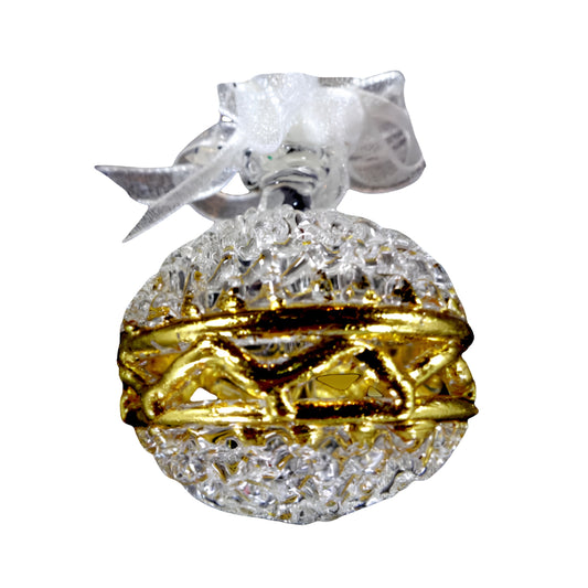 Crochet Glass Christmas Ball Ornaments with Gold Leafing