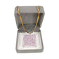 Square Crochet Glass Pendant Gold Chain Necklace