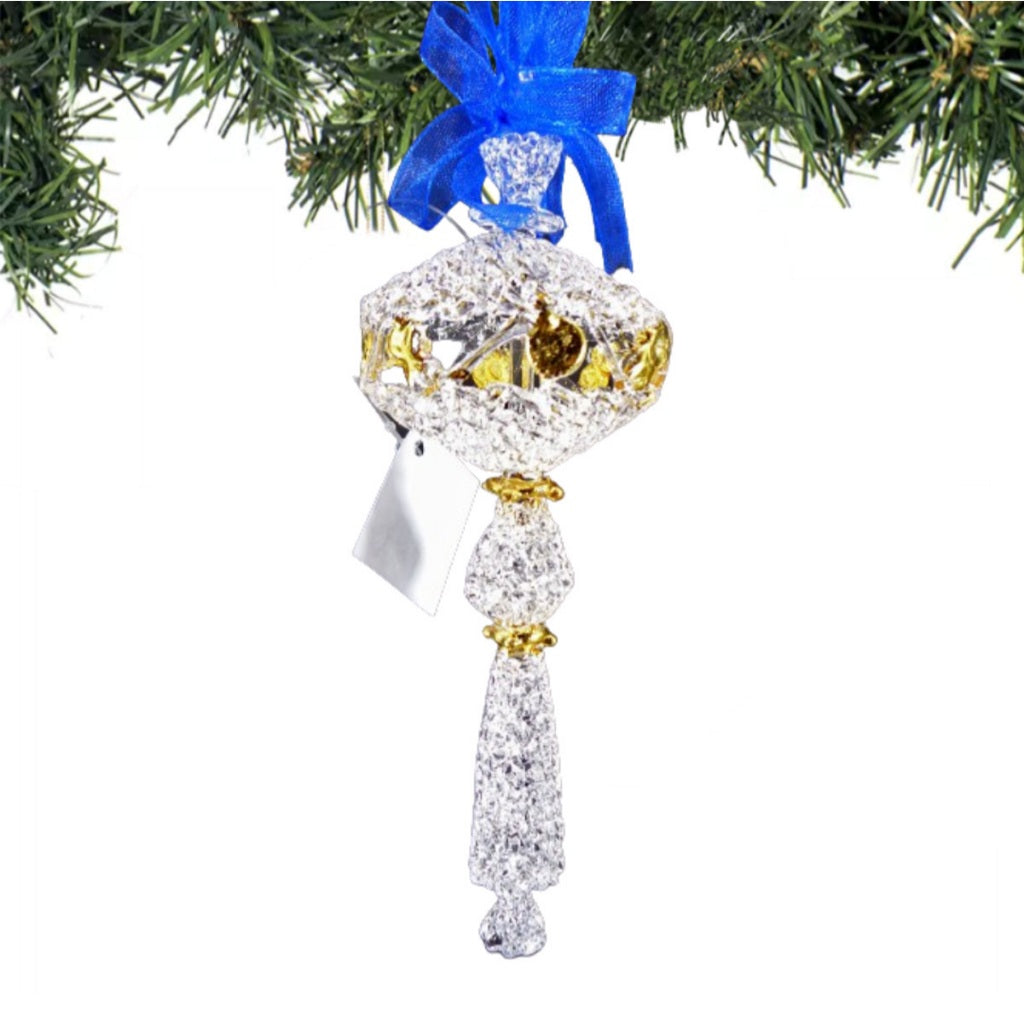 Crochet Glass Hanging Christmas Ornaments with Gold Leafing