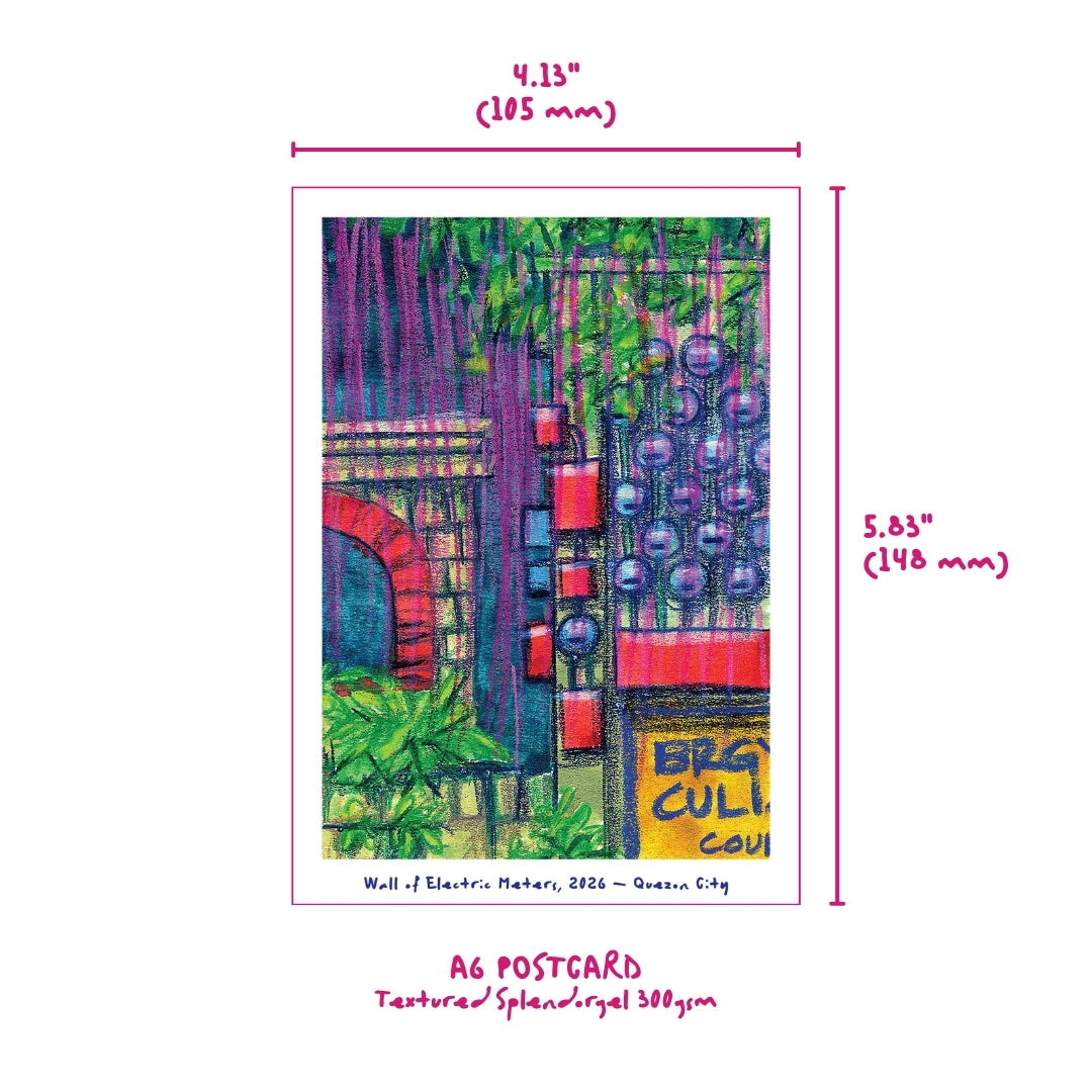 Wall of Electric Meters - Sketch Postcard