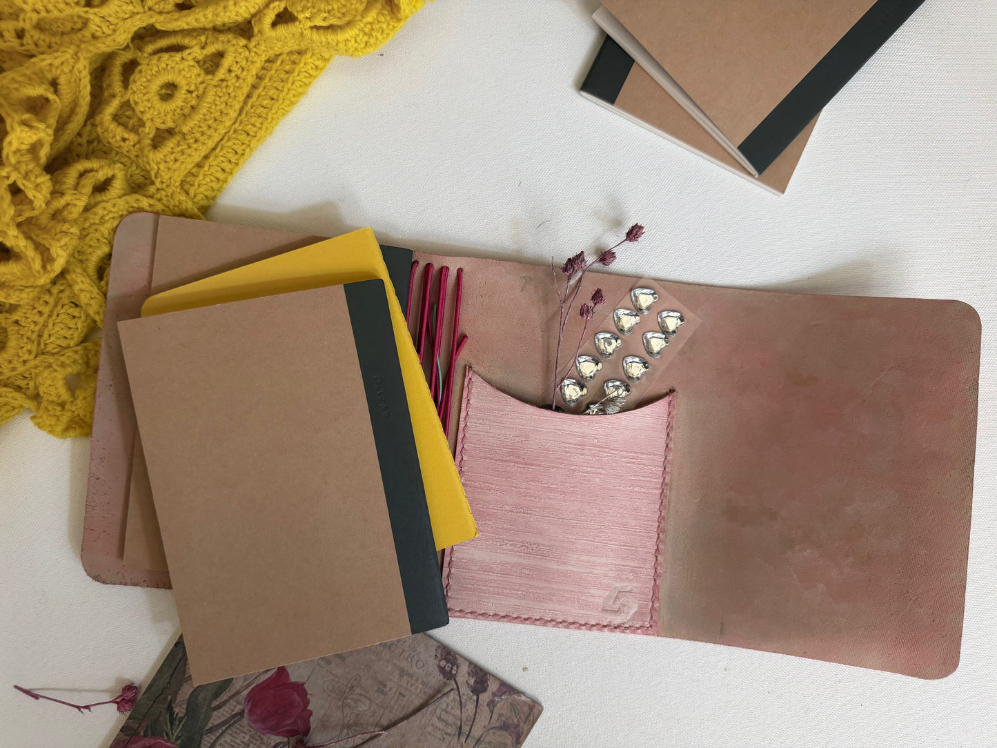 Hand-Painted, Hand-Stitched Leather Journal & Traveler's Notebook Cover | Blooms