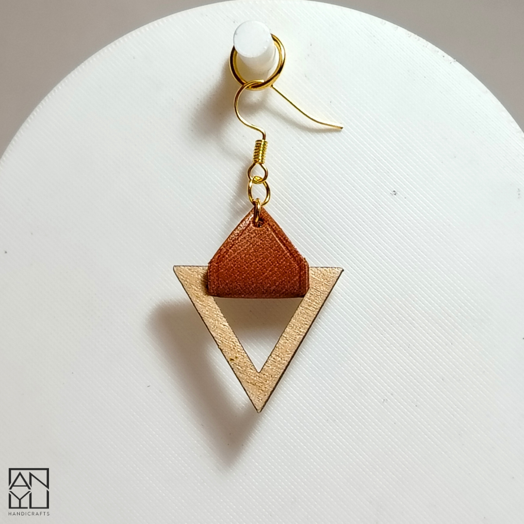 "Prism" Wood x Leather Earrings