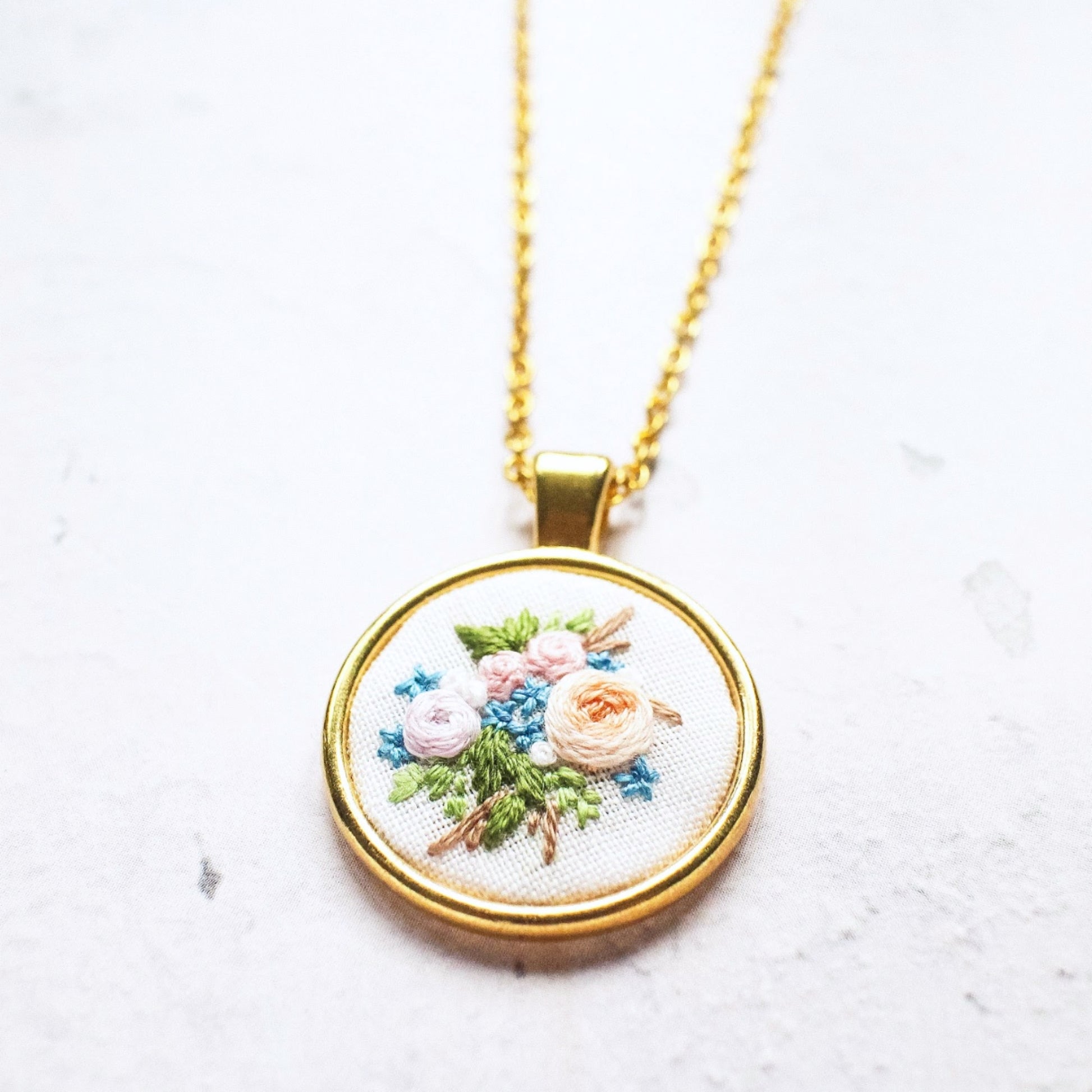 Agatha's Flowers Hand Embroidered Necklace by Ruby Thursday More • Likhaan