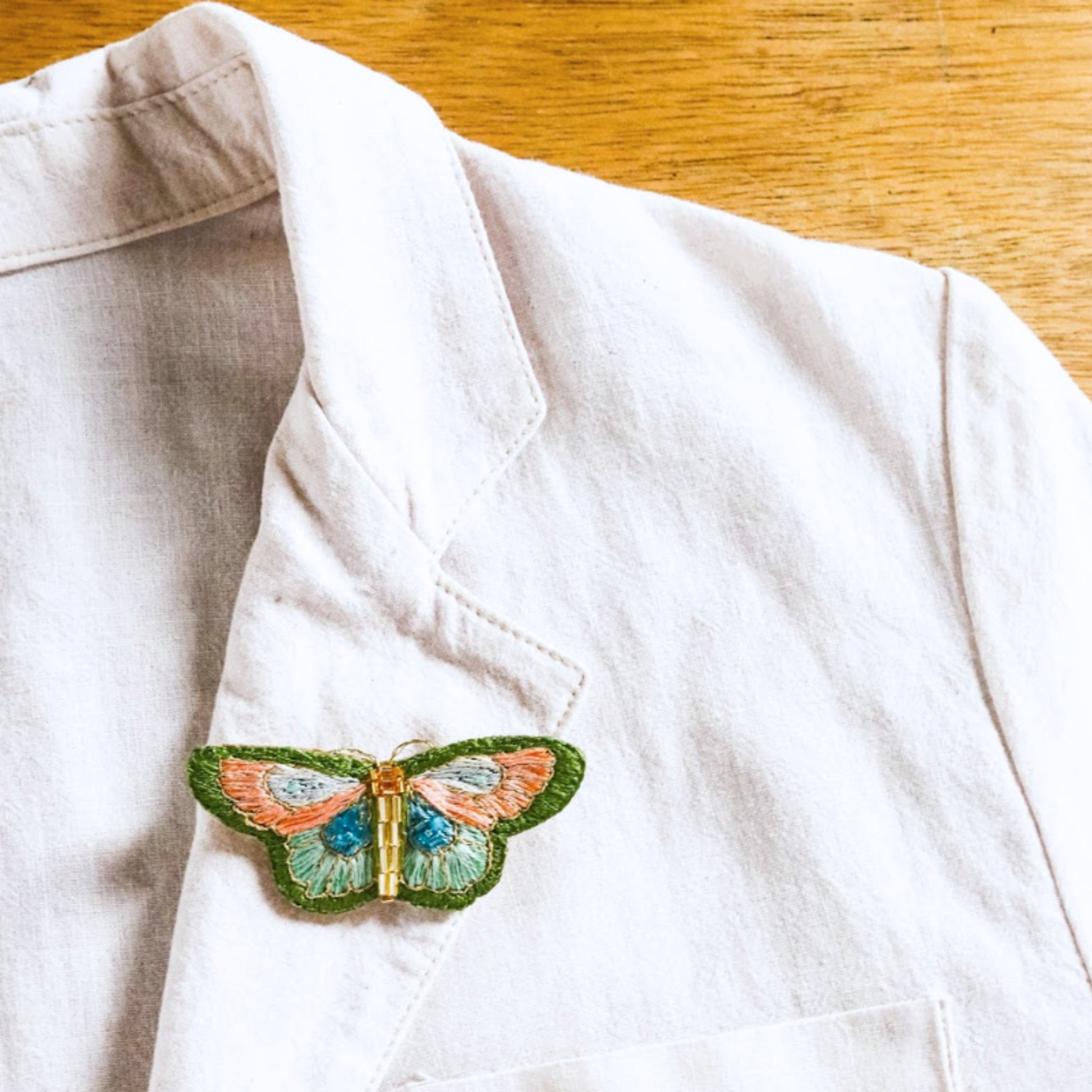 Embroidered Butterfly Brooch