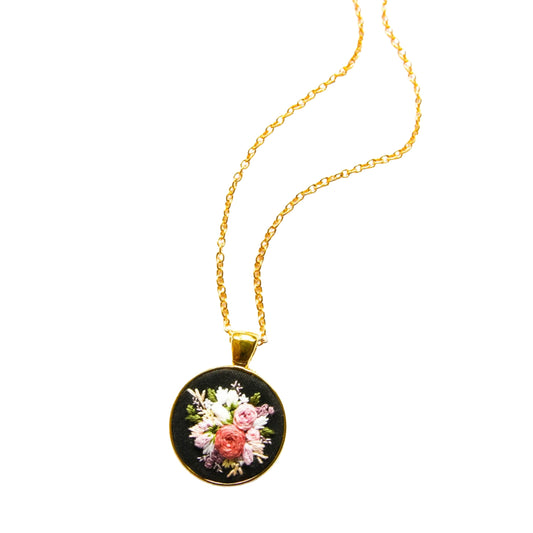 Hannah's Flowers Hand Embroidered Necklace
