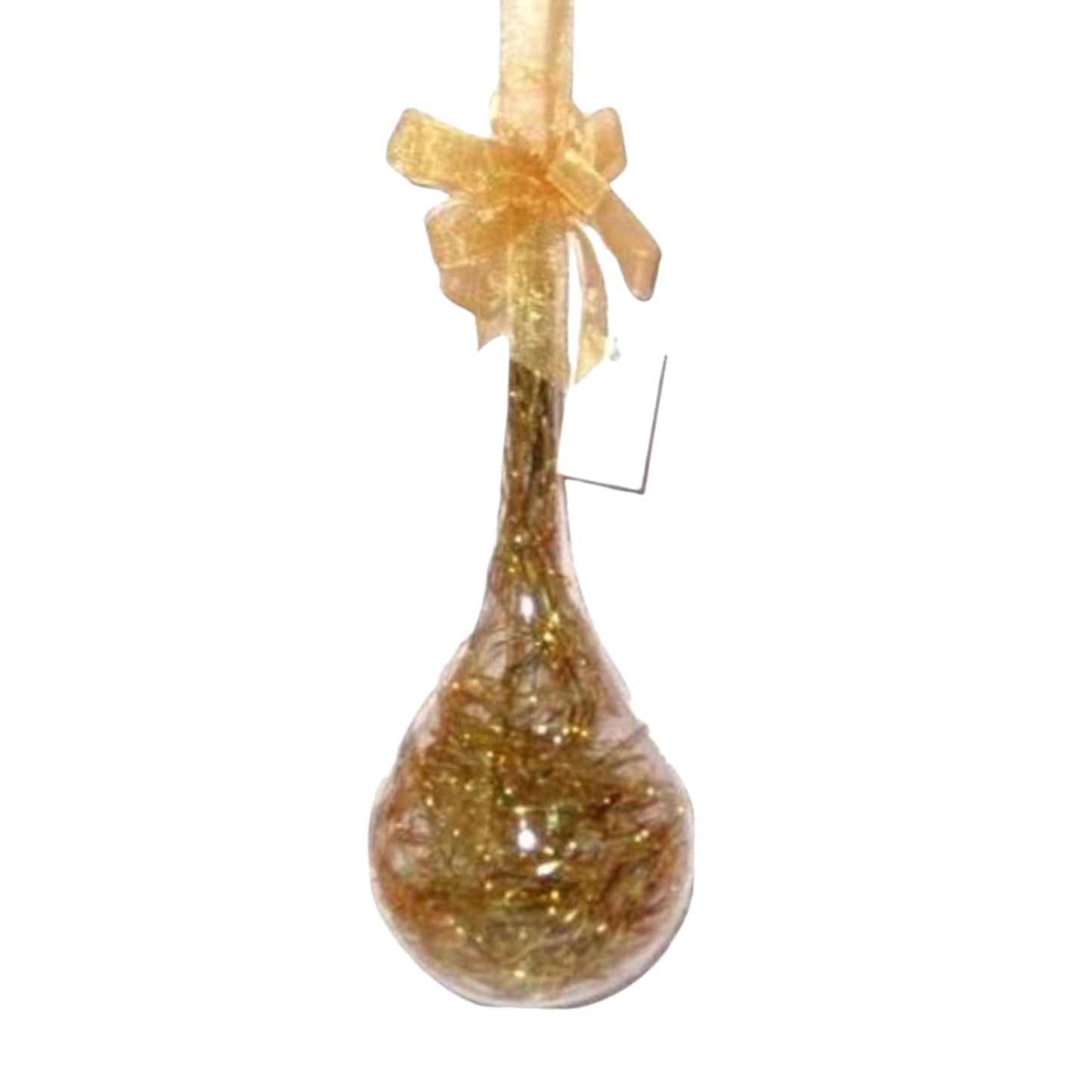 Set of 6pc Glitter Glass Christmas Tree Ornaments (Gold Shreds)