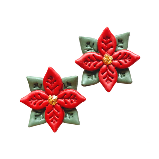 Holiday Poinsettia Stud Earrings