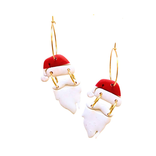 Holiday Santa Hoop Earrings