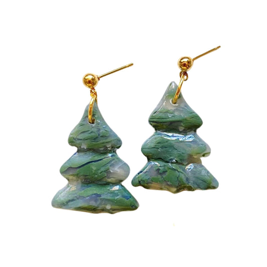 Holiday Tree Clay Earrings