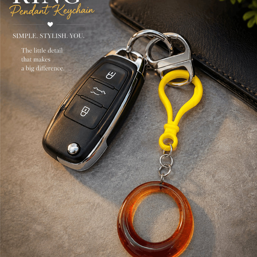 Glass Ring Pendant Keychain