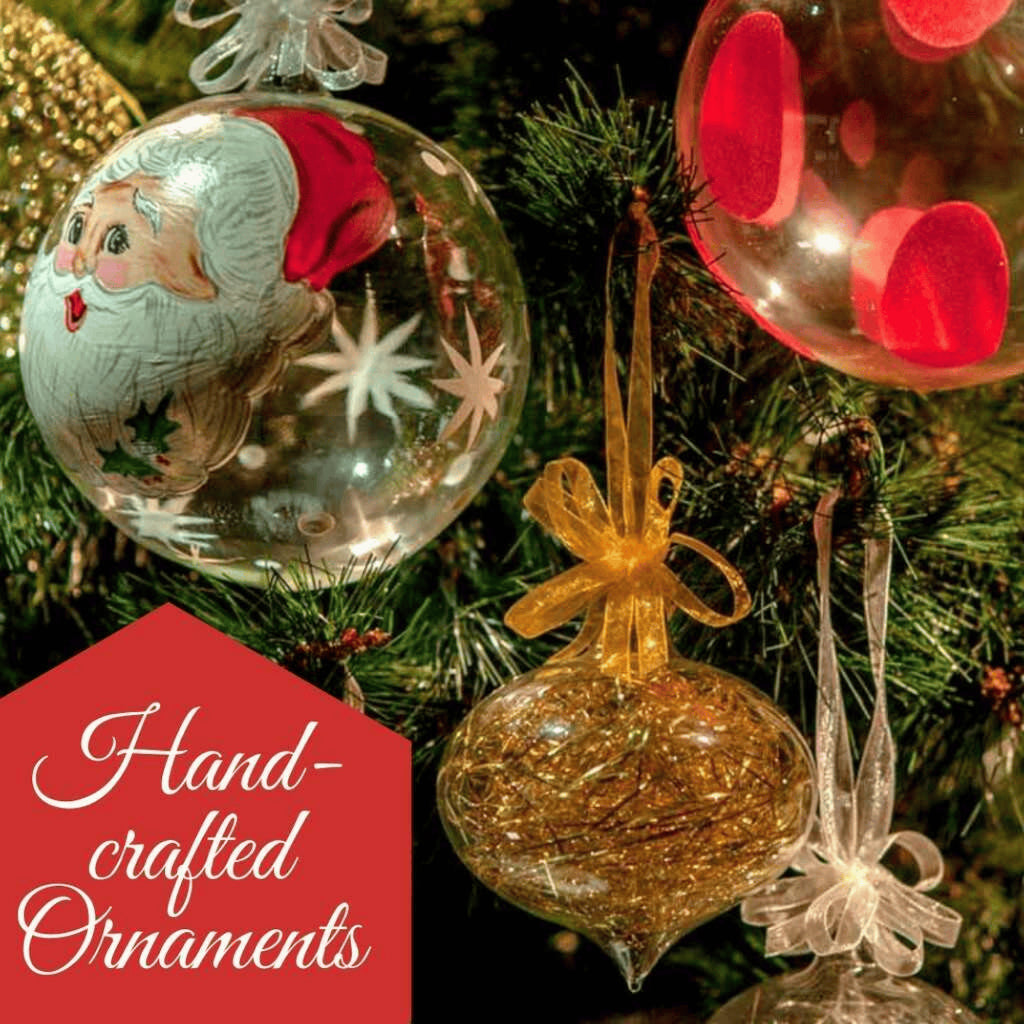 Crochet Glass Hanging Christmas Ornaments with Gold Leafing