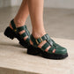 Evy Fisherman Mules (Emerald Green)