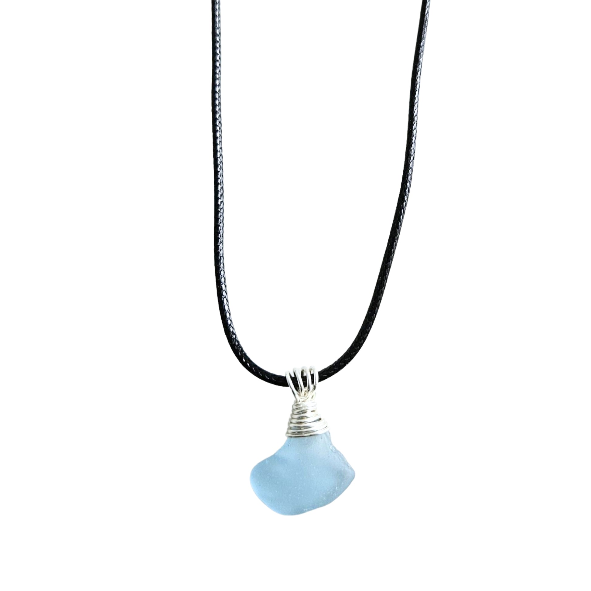 Seaglass Necklace Leather Cord