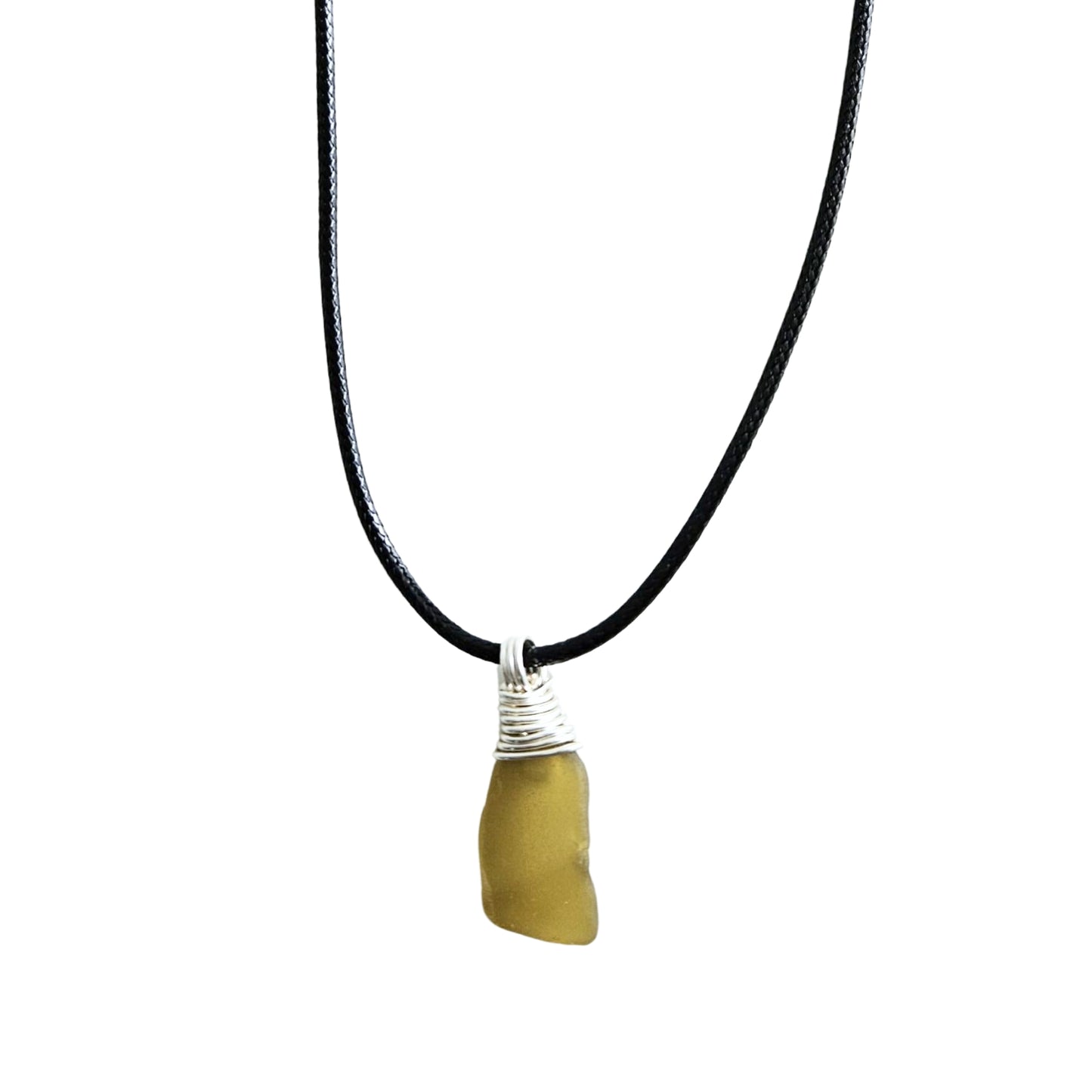 Seaglass Necklace Leather Cord