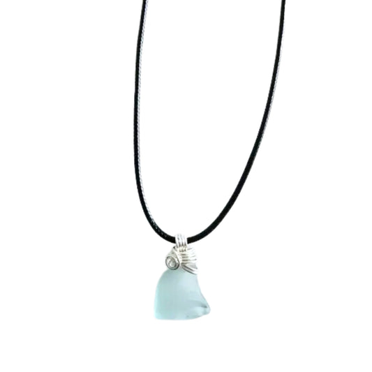 Seaglass Necklace Leather Cord