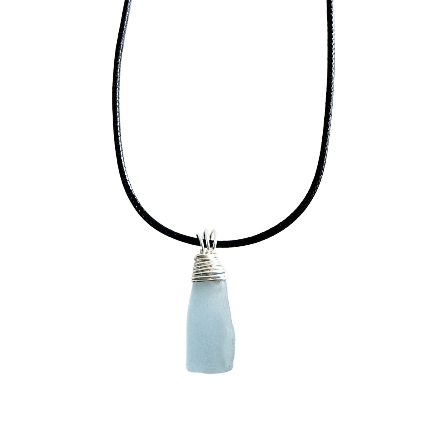 Seaglass Necklace Leather Cord