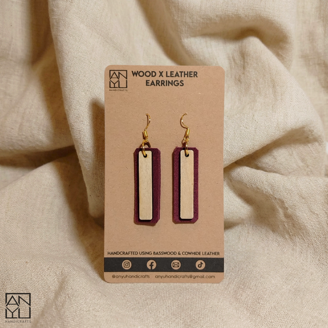 "Aura" Wood x Leather Earrings