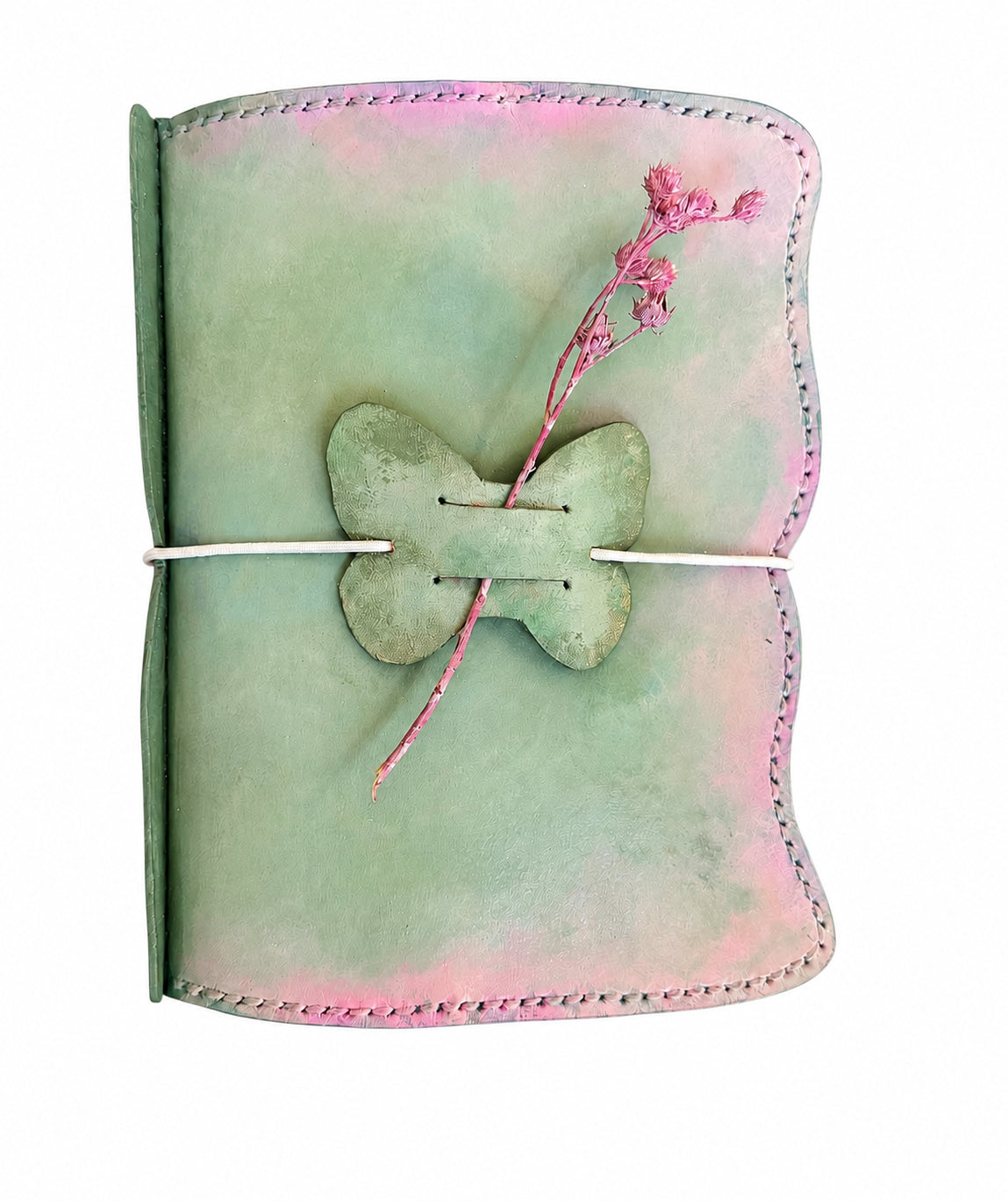 Hand-Painted, Hand-Stitched Leather Journal & Traveler's Notebook Cover | Soft Moss