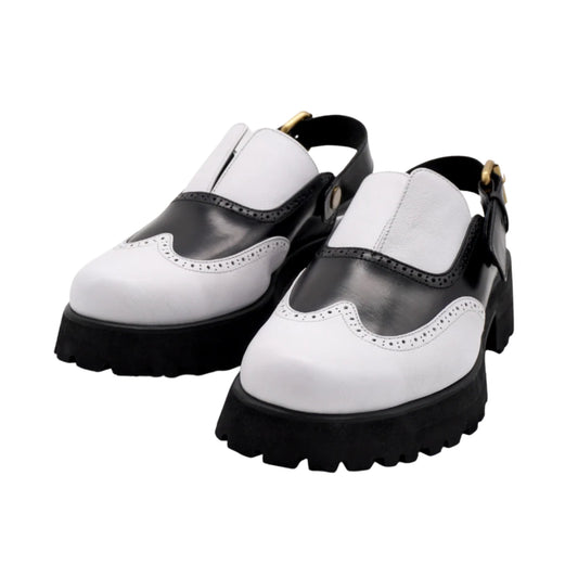 Yna Oxford Mules - White & Black (Pre-order)