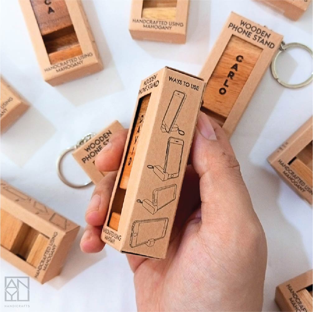 Wooden Phone Stand Keychain