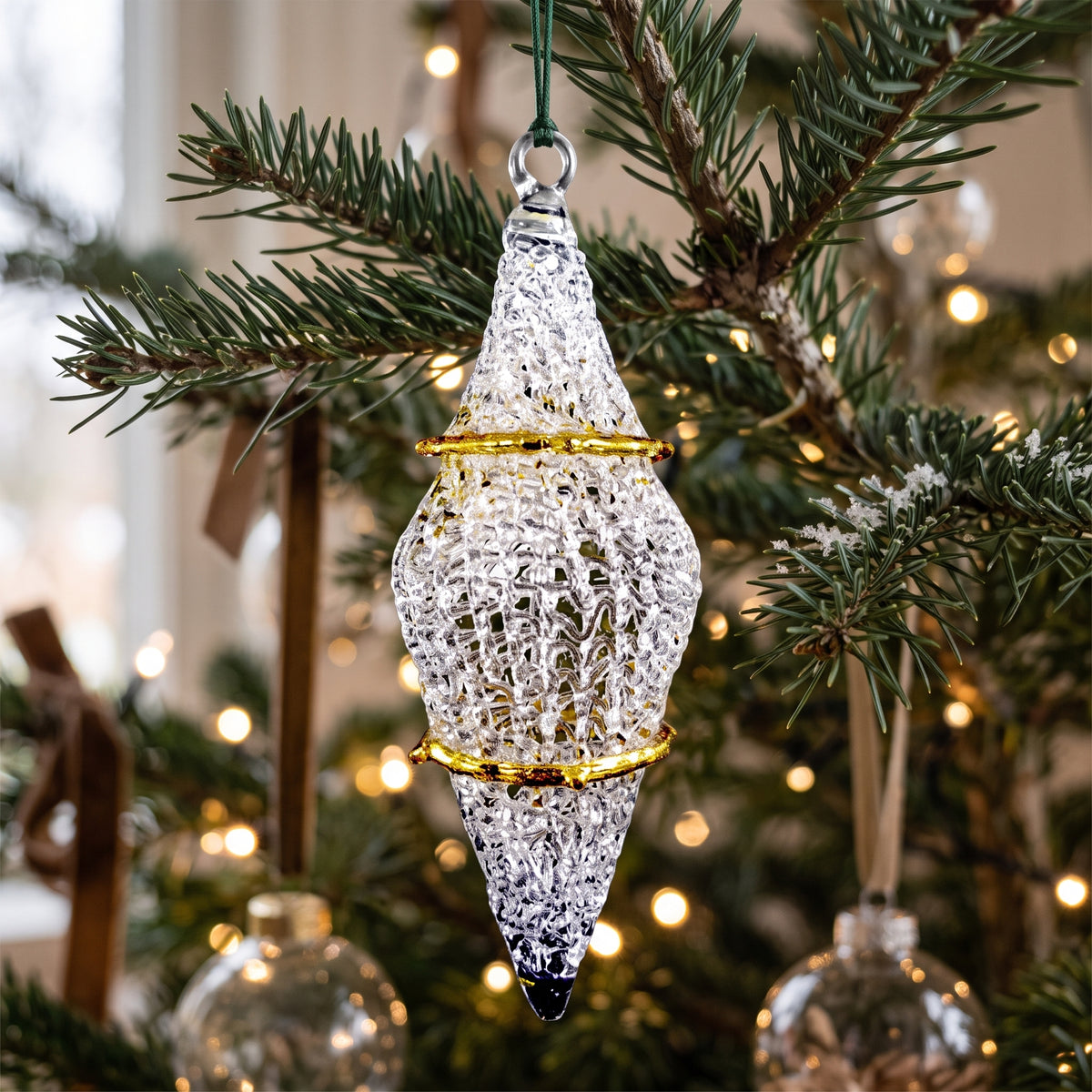 Crochet Glass Christmas Ornaments with Gold Leafing and Org...