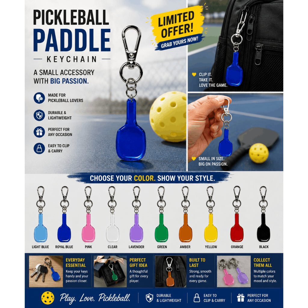 Glass Pickleball Paddle Keychain