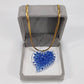 Glass Crochet Slanted Heart Pendant with Gold Chain and Jewelry Box
