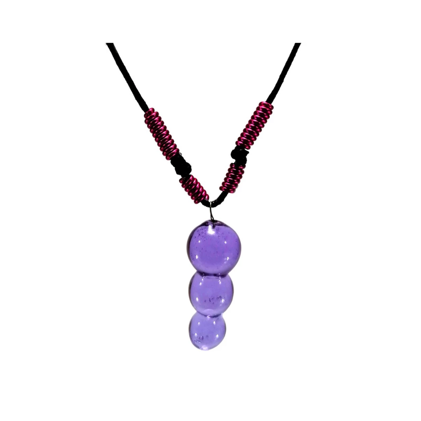 3 Ball Glass Pendant with Alum Wire Accent Necklace